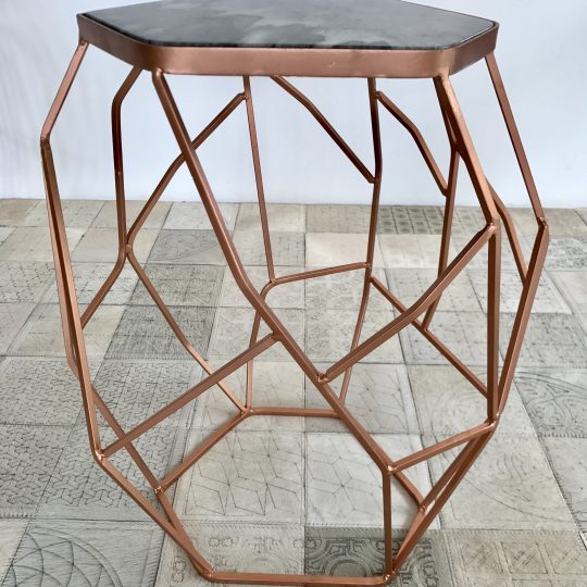 Marble Top Asymmetric Copper Side Table - stunning occasional tables by The Cinnamon Room