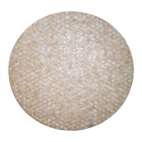 Round White Silver Geometric Hide Rug - round carpets by The Cinnamon Room
