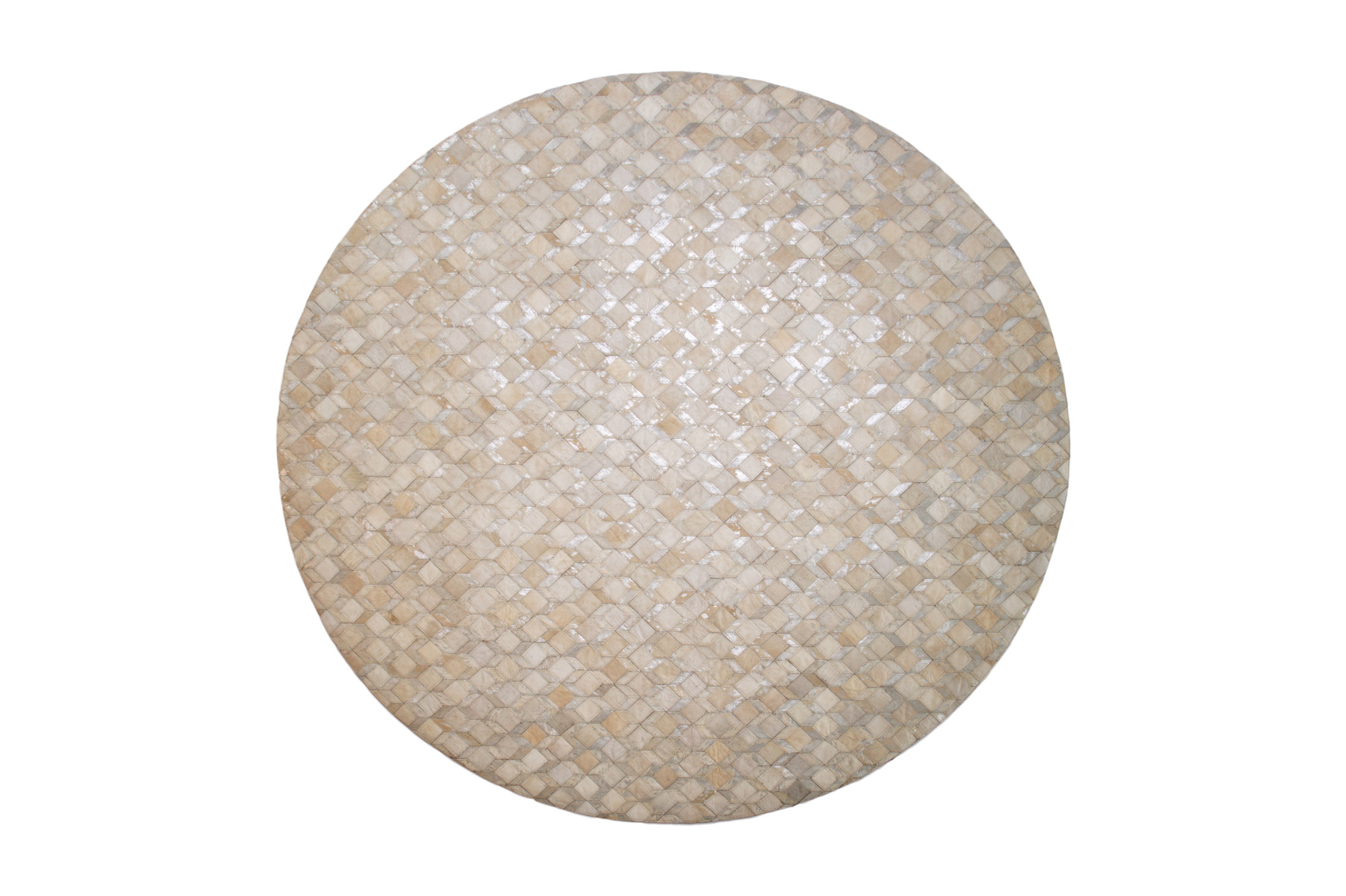 Round White Silver Geometric Hide Rug - round carpets by The Cinnamon Room