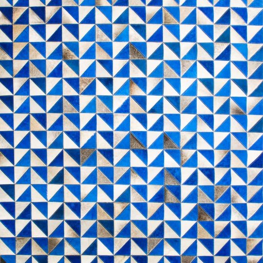Vibrant Blue Grey Triangle Hide Rug - colourful carpet by The Cinnamon Room