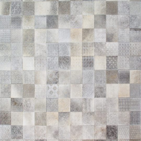 Neutral Grey Square Laser Etched Hide Rug by The Cinnamon Room
