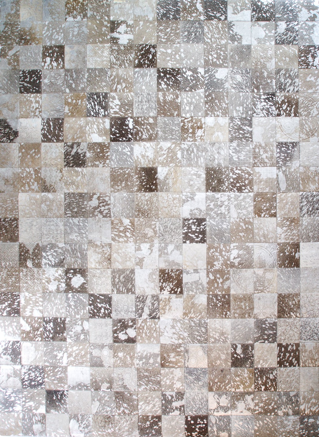 Neutral Grey Silver Square Laser Etched Hide Rug by The Cinnamon Room