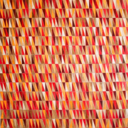 Vibrant Red Orange Tan Triangle Hide Rug - colourful rug by The Cinnamon Room