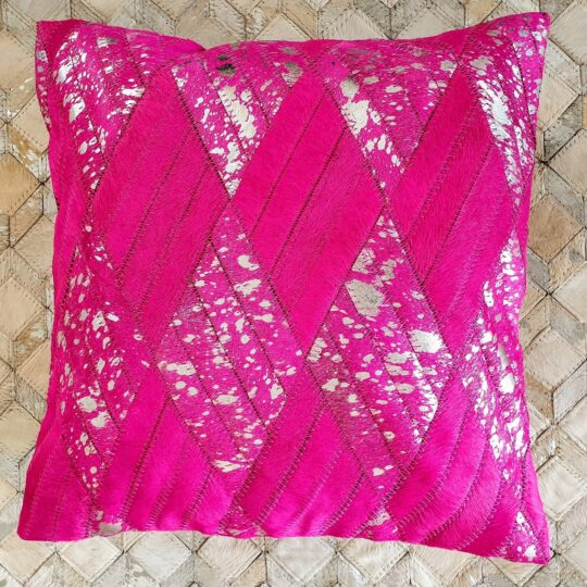 Vibrant Pink Silver Cushion Cover