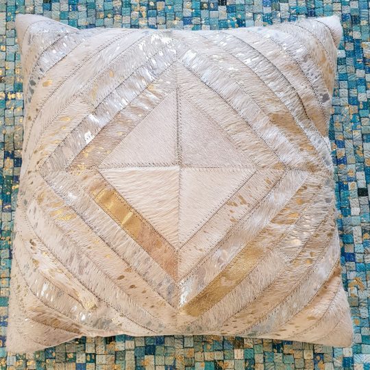 Neutral Gold Silver Diamond Cushion Cover - hide cushion covers by The Cinnamon Room