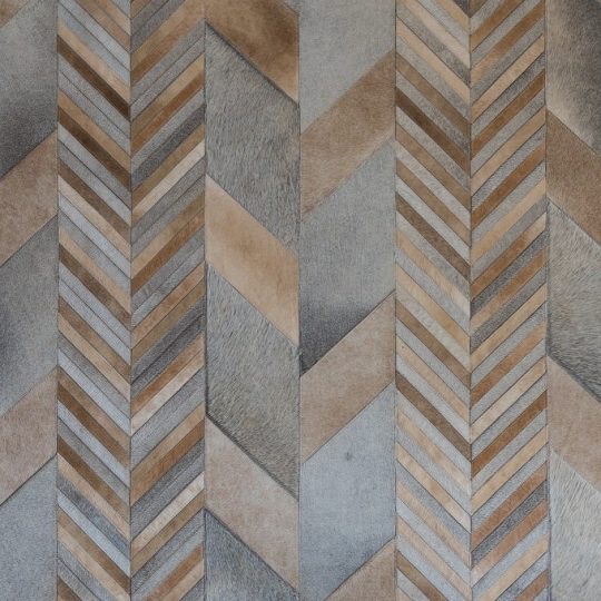 Neutral Grey Beige Chevron Hide Rug by The Cinnamon Room