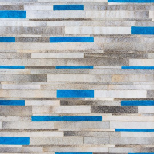 Vibrant Blue Grey Stripe Hide Rug - stunning low pile rug by The Cinnamon Room