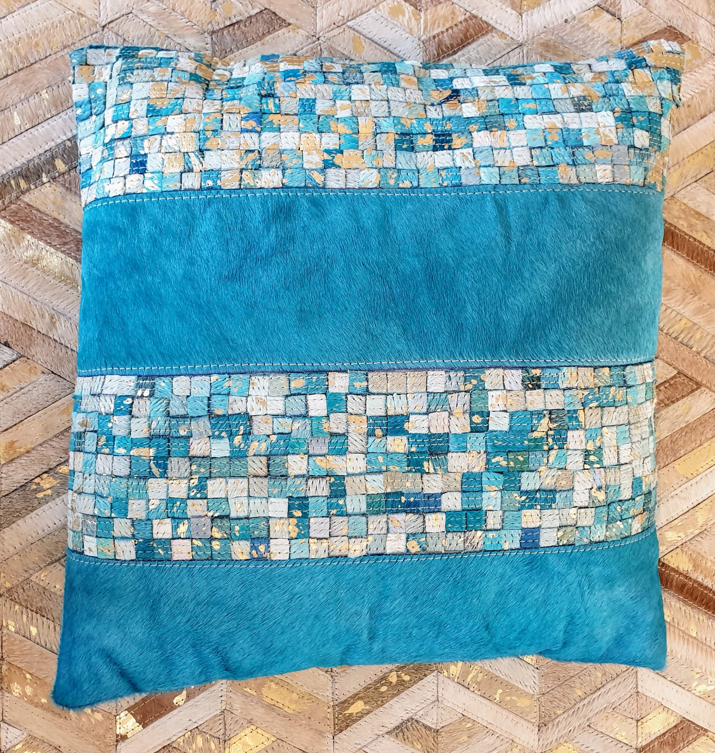 Vibrant Turquoise Gold Mosaic Cushion Cover - colourful cushion covers by The Cinnamon Room