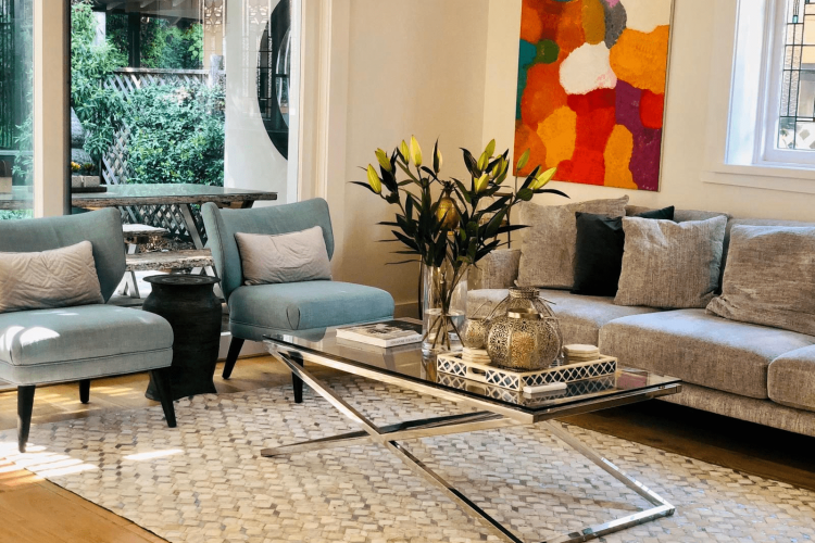 NEUTRAL WHITE SILVER GEOMETRIC HIDE RUG by The Cinnamon Room