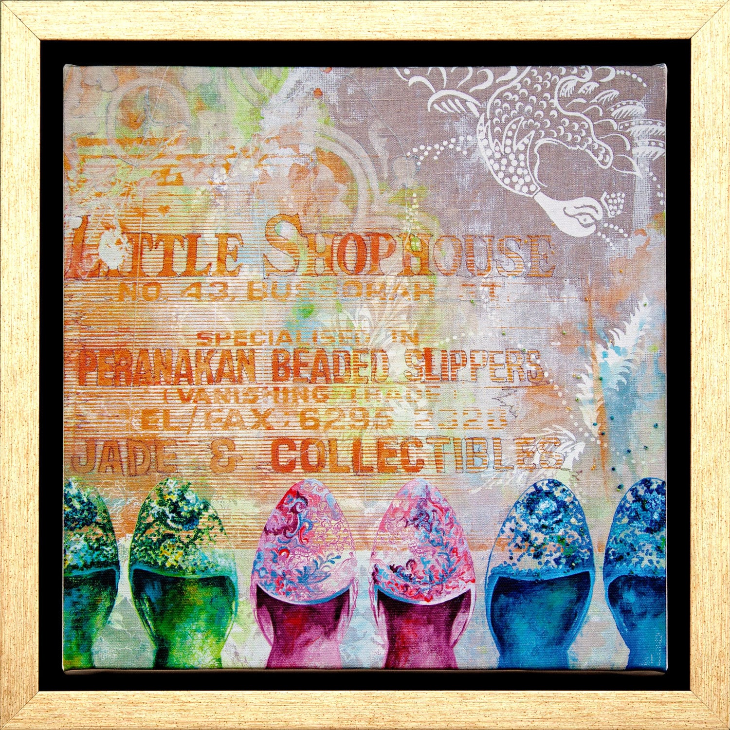 Beaded Slippers Canvas Print by Deborah Mckellar of Talking Textiles