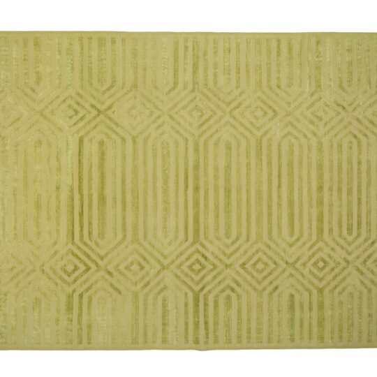 Geo Lime Green Chenille Cotton Dhurrie Rug