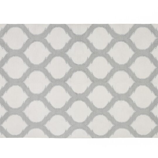 Mogul Grey White Silver Chenille Cotton Dhurrie Rug