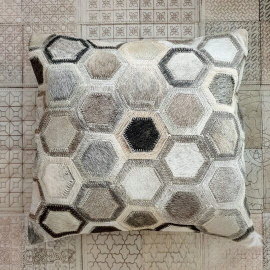 Neutral Grey Hexagon Cushion Cover