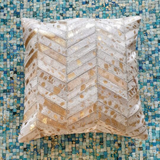 Neutral White Gold Chevron Cushion Cover