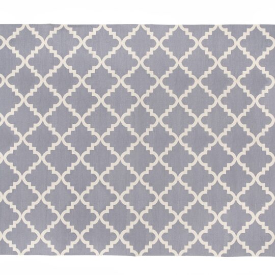 Trellis Grey White  Cotton Dhurrie Rug