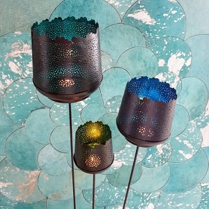 spiked candle votive set – turquoise, green blue