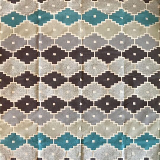 Diamond Teal Silver Grey Cotton Dhurrie Rug