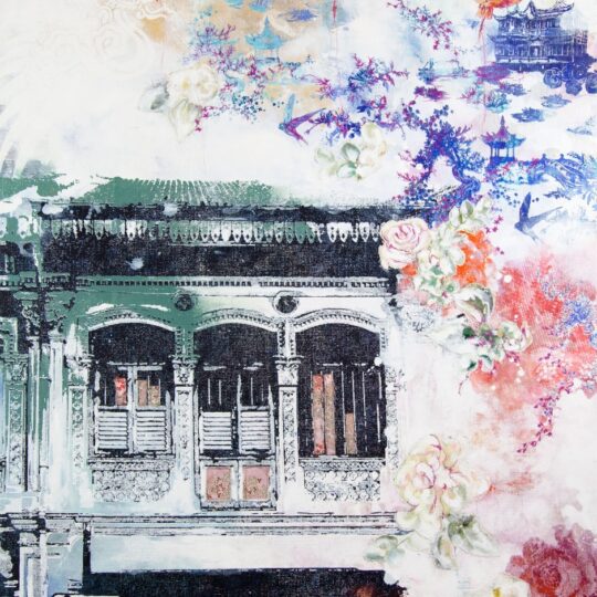 Lanterns In The Mist Canvas Print by Deborah Mckellar of Talking Textiles